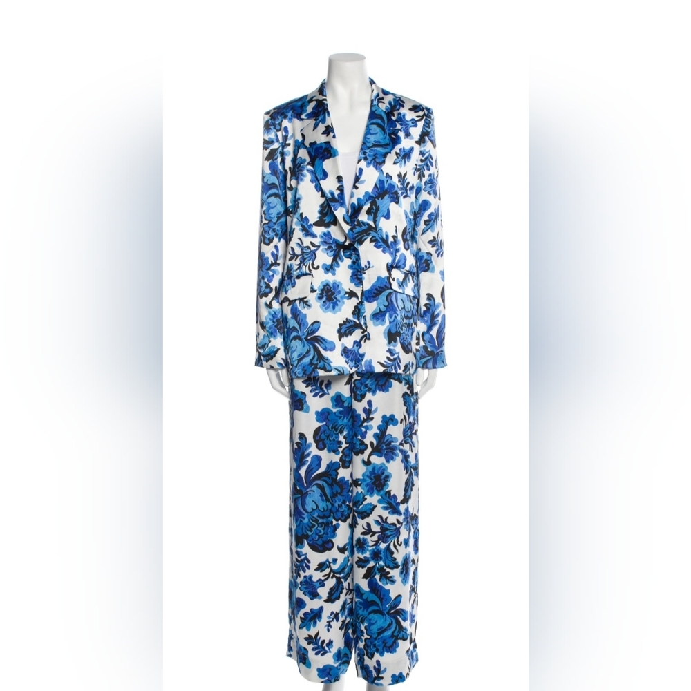 NWT Christian Lacroix Blue and White Floral Pantsuit